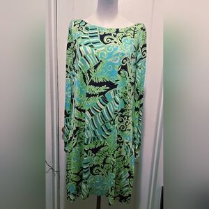Lilly Pulitzer Ritchie Dress Boat Neck 3/4 Sleeve Silk Cotton Blend Mini Dress